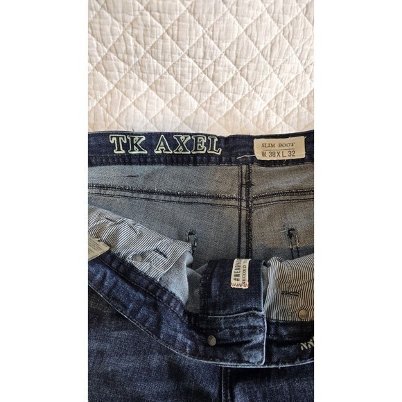 TK Axel Jeans Mens Size 38x32 Slim Boot Fit‎ Stretch Blue Denim Dark Wash - Picture 1 of 6